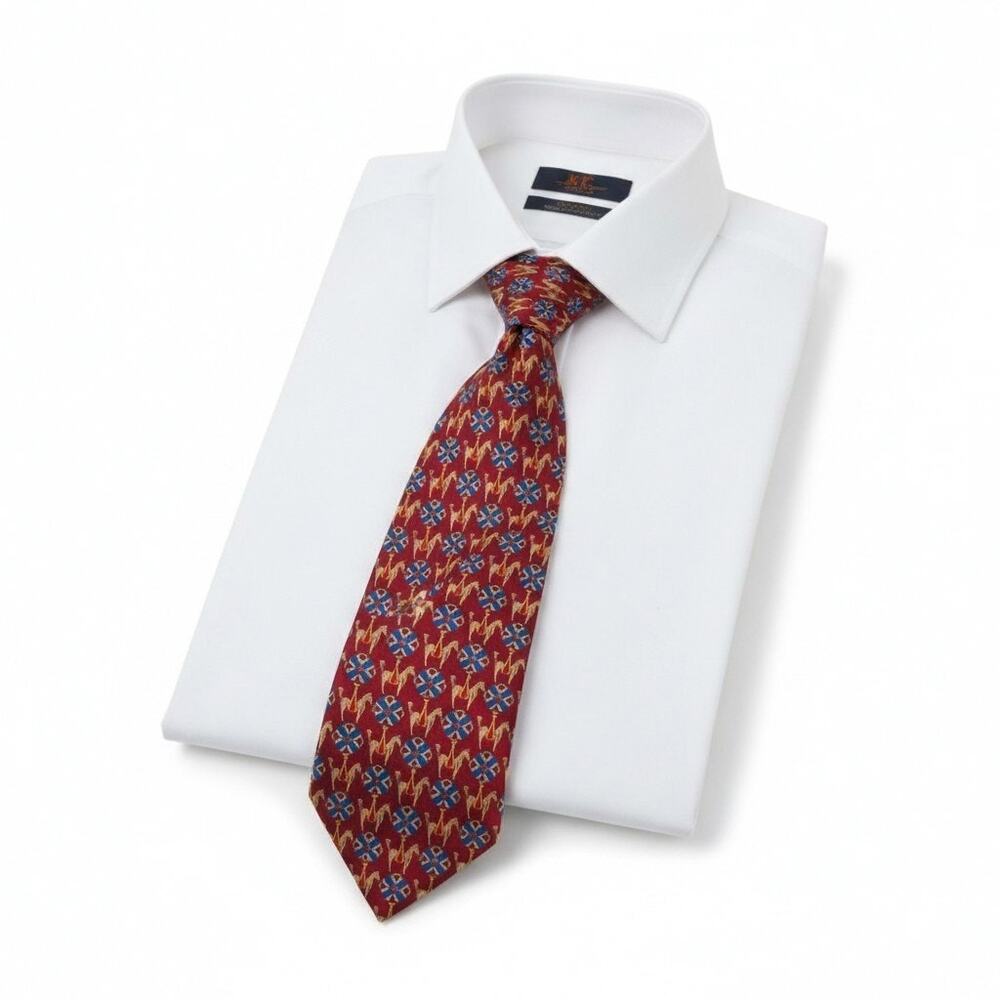 Jos A Bank Red Horse Silk Tie 4" Executive Collection Made in USA
